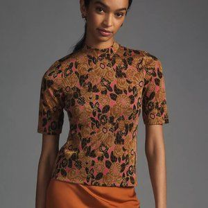 Maeve Mock-Neck Jacquard Top